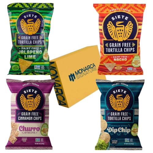 SIETE FAMILY FOODS Tortilla Chips Variety Pack, Jalapeno Lime, Na...