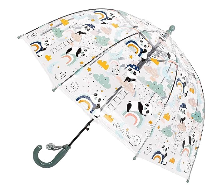 Image of Rainbow Smiling Sun Umbrellas Children Magic Cloud Transparent, See through Dome Umbrella for Children, Umbrella for Girls and Boys, Umbrella for Kids