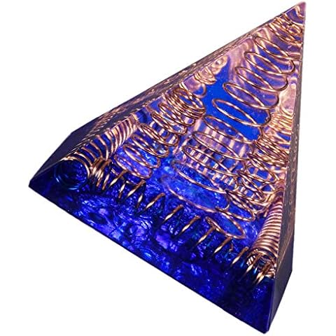 TUMBEELLUWA 2” Healing Crystal Stone Orgone Energy Pyramid Generator Healing Quartz Stone for Yoga Meditation Protection Home Office Decoration, Blue Cover