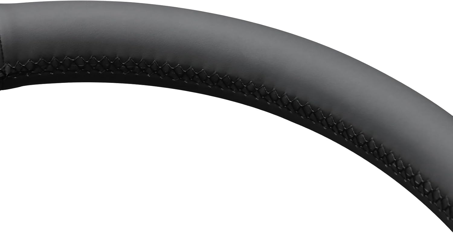 MEWANT Hand Stitch Smooth Hexagon Embossed Faux Leather Steering Wheel Cover for Toyota Highlander Grand Highlander 2024