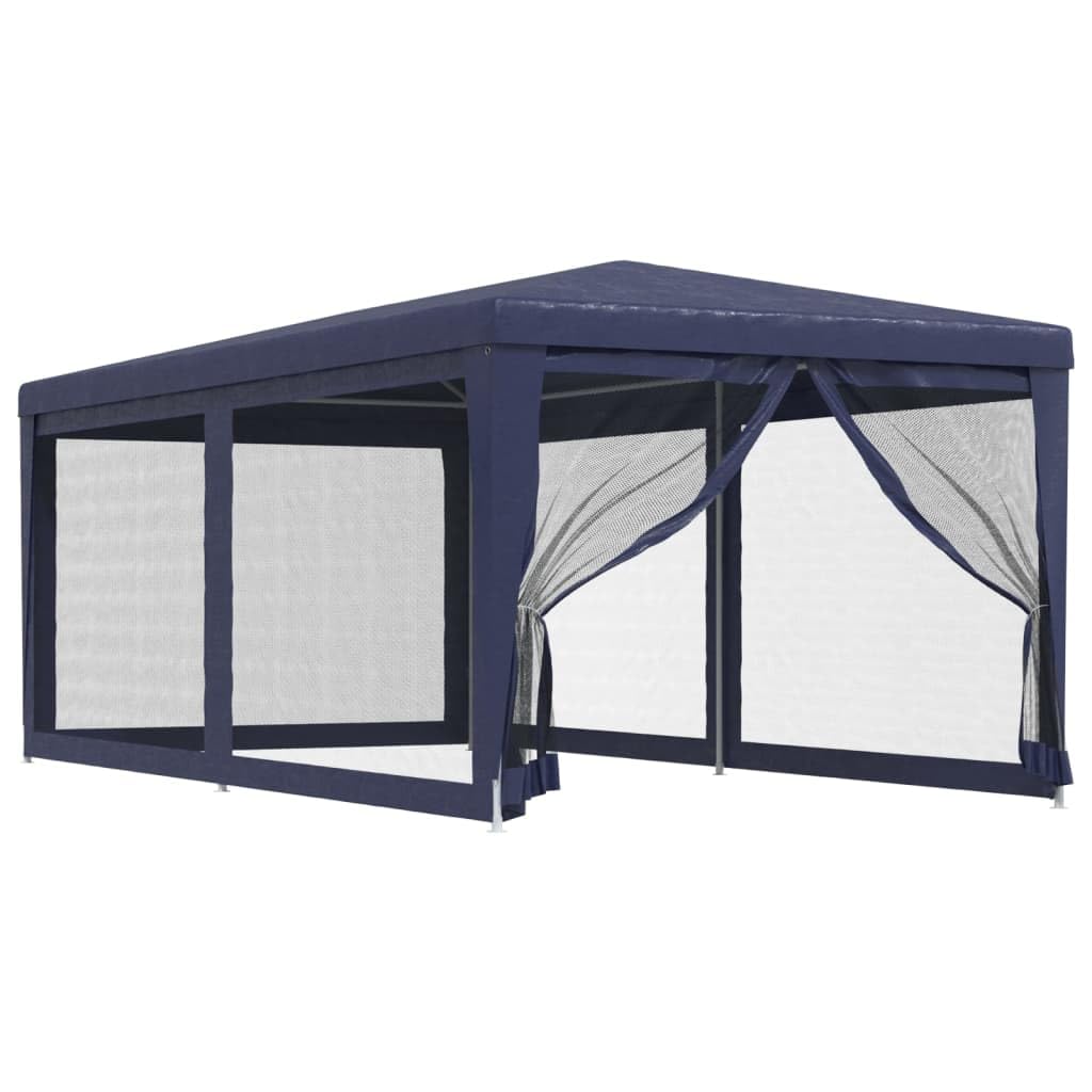 vidaXL Party Tent with 6 Mesh Sidewalls Outdoor Garden Camping Gazebo Pavilion Marquee Canopy Shelter Event Wedding Tent Blue 3x6 m HDPE
