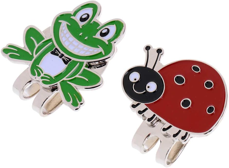 review CUTICATE Lot 2 Golf Ball Marker with Magnetic Golf Hat Cap Clip for Women Lady Kids - Solid & Durable - Green Frog & Red Ladybug Design