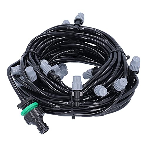 15m/49.2ft 4/7 Irrigation Tube System with 20 Misting Sprayer Heads for Gardens, Agriculture, Terraces includes PVC ABS Materials, Easy Installation, WaterSaving