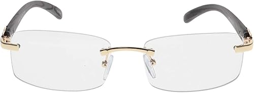 Miniatura 2 de Elite Slim - Gafas de sol rectangulares sin montura de metal y madera, estilo aviador (brazo negro dorado), Oro