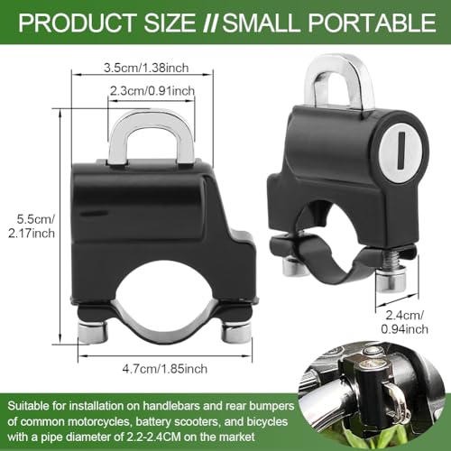 TLPCRKI Motosikletler için 2 Adet Kask Kilitleri, Motosiklet Kaskı Kilidi Motosiklet Aksesuarları, Motosikletler için Bisiklet Kask Kilidi 22-24 mm Gidon Motosiklet Kask Kilidi (Siyah)