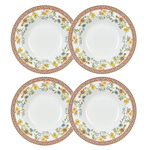 Victoria Bella STP Porcelain J-229563, Fleurs des Prairies Bone China Deep Plate, Set of 4, 8.5'