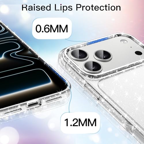Image of JETech Glitter Case for iPhone 17 Pro Max, Clear | Sparkly Glitter Design, Shockproof Cover, Clear Back, Stylish Look