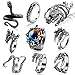 AOMIAO 9 Stück Vintage Punk Ringe Set, Wolf Klaue Octopus Dragon Schlangen Ring Stapelring für Herren Fingerring Verstellbar Gothic Schmuck Ringe Set für Männer