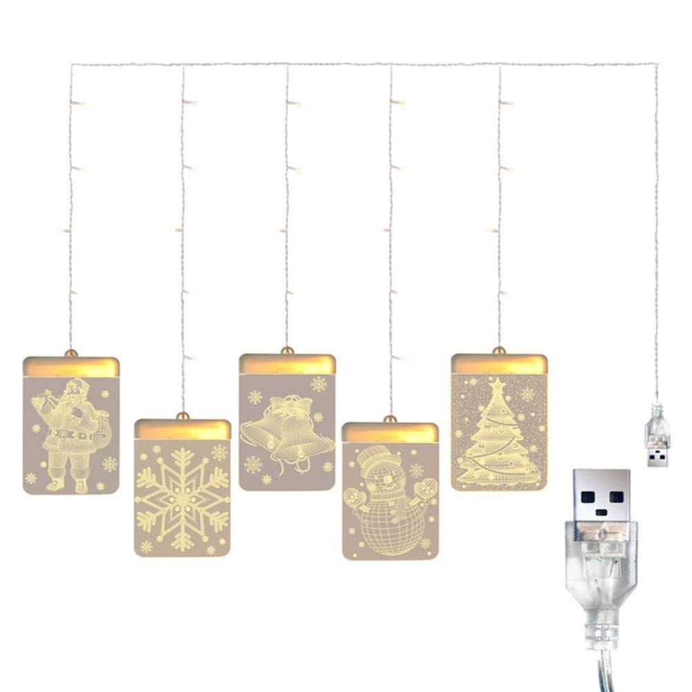 Girlanda świetlna, zewnętrzna i wewnętrzna dioda LED, oświetlenie bożonarodzeniowe LED, dzwonki 3D, płatki śniegu, wiszące światła, romantyczna dekoracja pokoju, akrylowe girlandy świetlne, grudzień