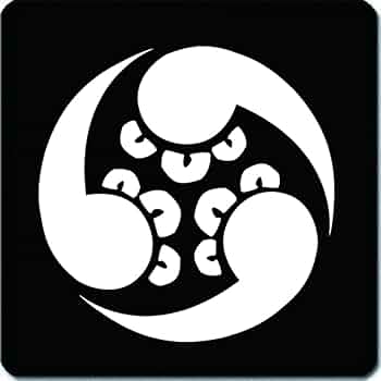 Amazon.co.jp: 家紋シール 右三つ丁子巴紋 15cm x 15cm KS15-0239W 白