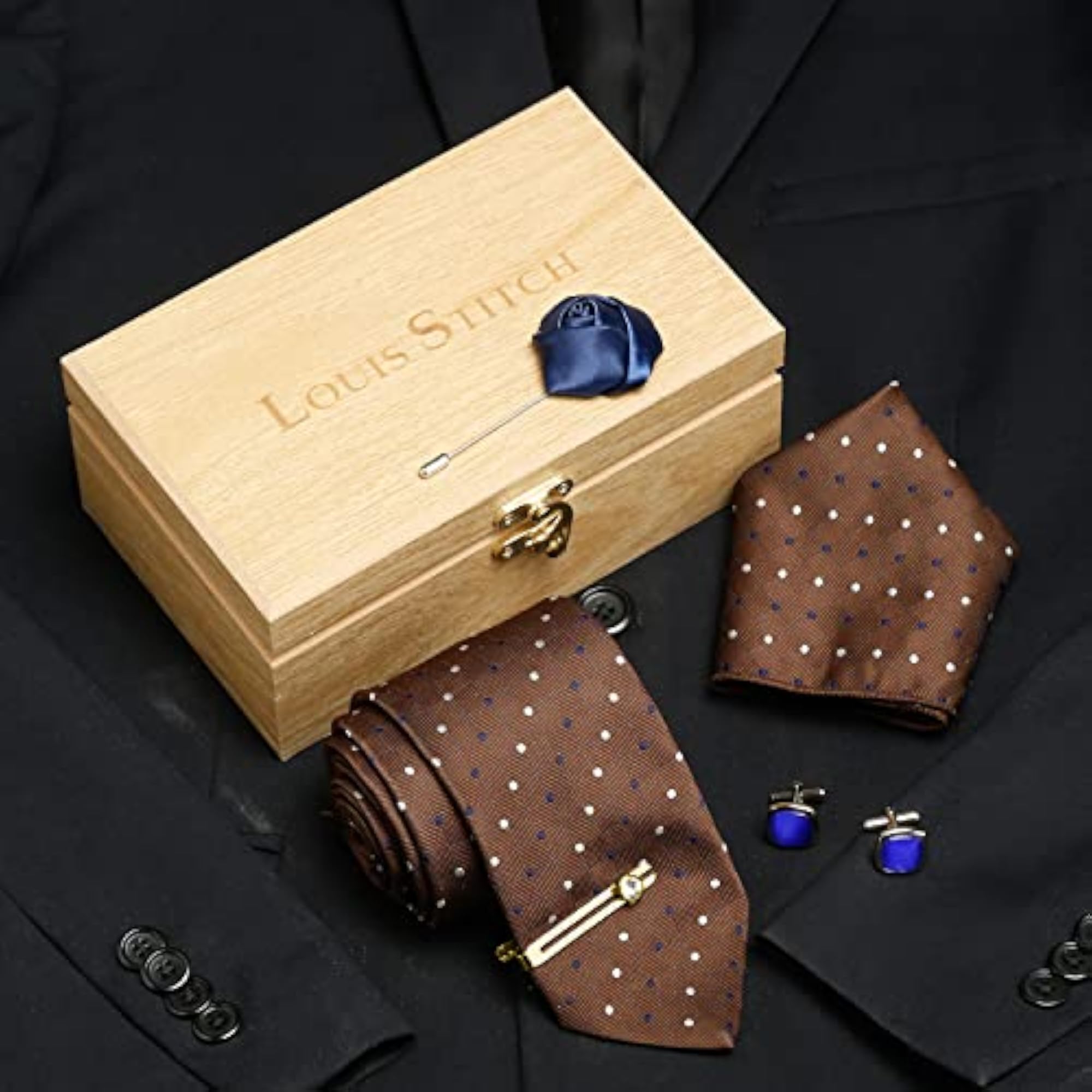 Men's Silk Necktie with Golden Tiepin Gift Combo Set