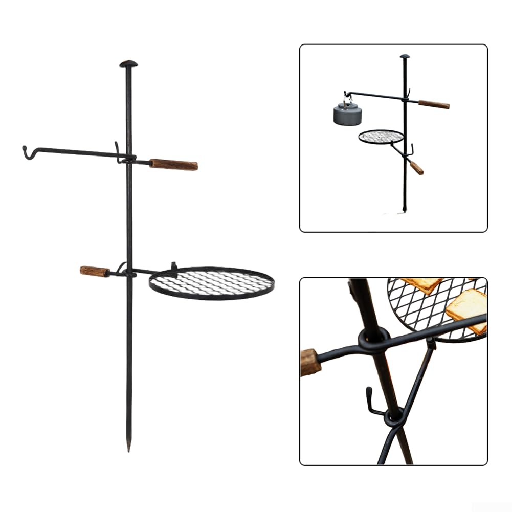 Camping Hierro Plegable con Asa Madera Camping Hierro Plegable | plegable, para fácil transporte, para almacenamiento para compacto, ideal aventuras, estructura estable