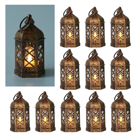 LLQ 12Pcs Mini Vintage Moroccan Lanterns Cover