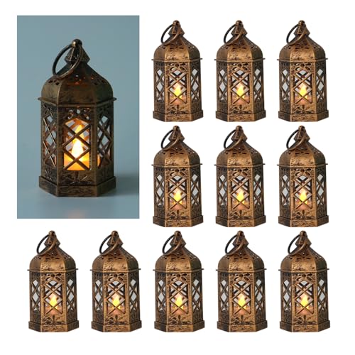 LLQ 12Pcs Mini Lantern for Centerpieces, Small Candle Lanterns Decorative