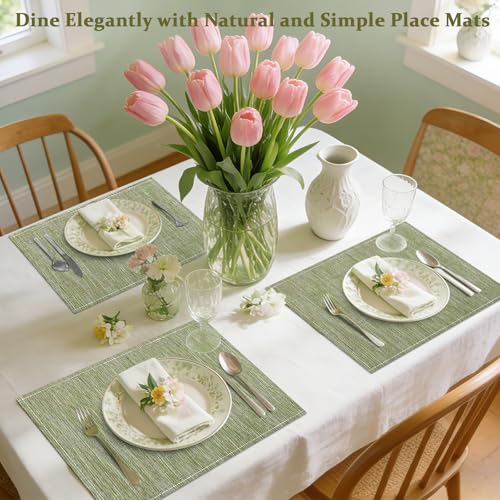 Bloss Green Placemats Set of 4-12x18 Inch Washable Easy to Clean Table Mat by Bloss - Used condition - Image 8