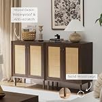 Boho Buffet Cabinet with Storage 2 Doors Natural Rattan Accent Cabinet Farmhouse Storage Cabinet with Adjustable Shelves for Entryway Kitchen Living RoomWalnut