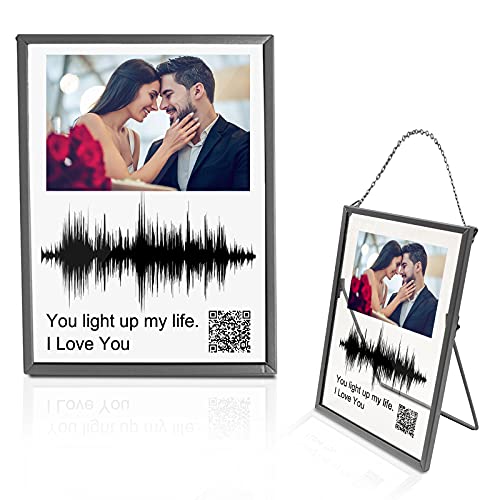 Soundwave Art Custom Gifts Personalized QR Acrylic Music Plaque Audio Video Playback LED Sound Wave Artwork Lamp Room Decor for Wedding Anniversary Christmas