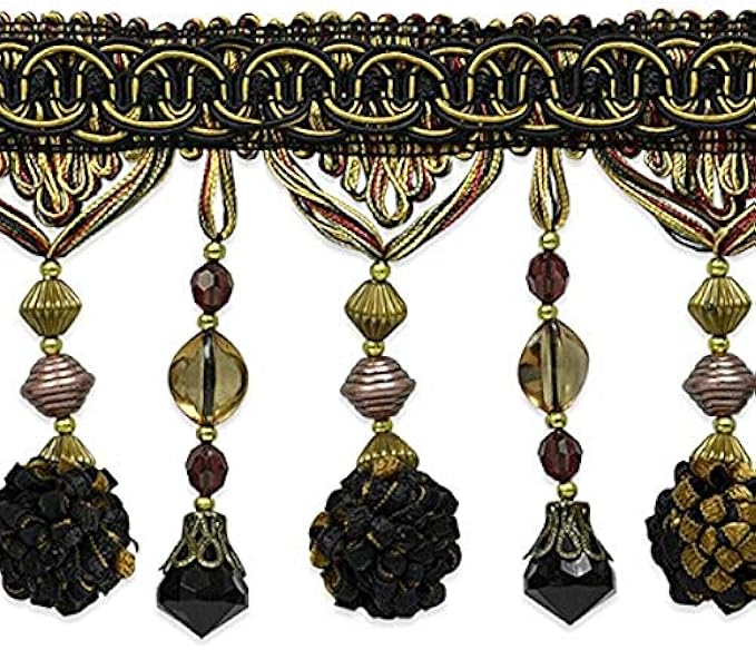 Trims by the Yard Preshea Decorative Beaded Fringe Trim, 20 Yards, Burgundy Multi