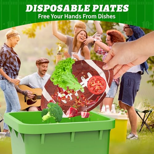 AVONO 50PCS Football Party Paper Plates, Disposable Football Shaped Plates, Perfect for Super Bowl Game Day Birthday Party Supplies Decorations - Image 7