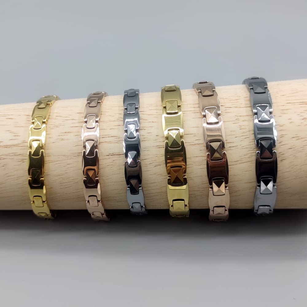 YSJNGF Charm-Armband für Herren, goldfarben, Energie-Magnetarmbänder, männlich, 21/22 cm, Paar-Schmuck, wasserdicht, Geschenk (Farbe: Rose, Damen, 21 cm)