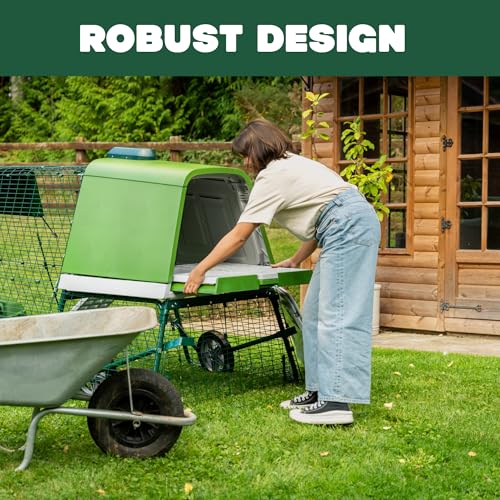 Image of Omlet Raised Chicken Coop Go Up | Easy to Clean and Maintain Plastic Chicken Tractor | Cool in Summer, Warm in Winter Weatherproof Hen House | Green Coop