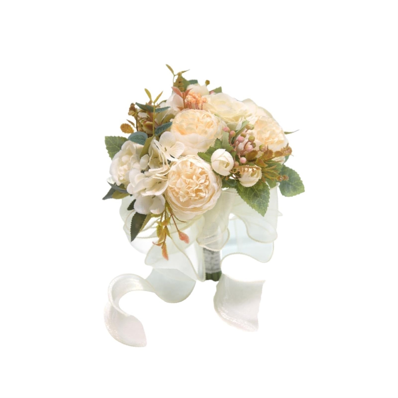ZGCrumphant Artificial Wedding Bouquet Bride Bridesmaid Wedding Bouquet Romantic Bridal Throw for Party Photo Anniversary Ceremony Decoration(WHITE)