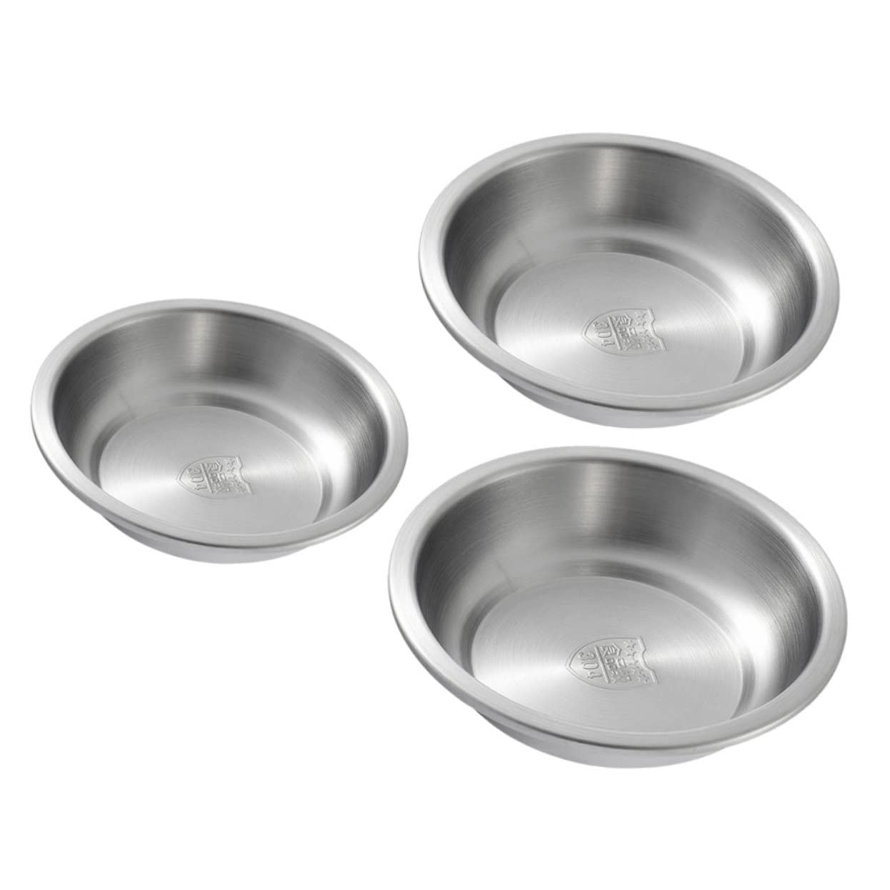 NAMOARLY 3pcs Stainless Steel Plate Round Dish Snack Plate for Family Hotel Restaurant