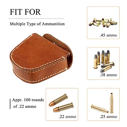 Firedog Ammo Pouch, Slingshot Ammo Pouch for 9mm .22Lr .38 Hunting Leather Ammo Belt Storage
