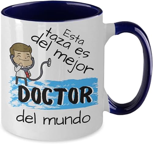 Miniatura 6 de Taza para café 2 tonos con mensaje divertido Esta taza es del Mejor Doctor.! Taza regalo doctor. Two Tone 11oz MugNavy
