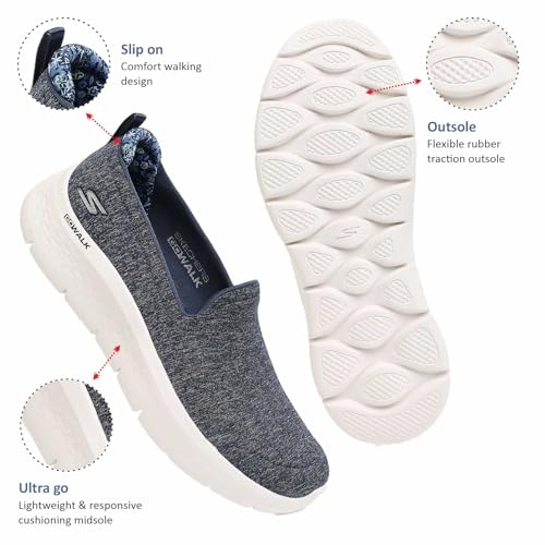 Skechers Women's GO Walk Flex - Clever View Sneaker, Navy, 5.5 US