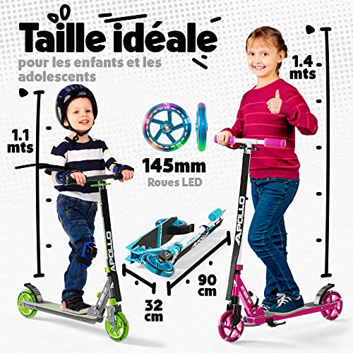 Apollo Scooter LED - Skyracer avec Roues LED 145 mm City Scooter à Suspension, City Scooter Pliable et réglable en Hauteur, Kick Scooter pour Enfants et Adolescents - Image 7