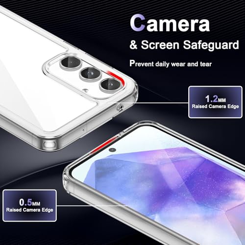 Image of Case for Samsung Galaxy A55 5G, Military Grade Drop Protection Phone Case, Yellowing Resistant, Anti-Scratch Hard PC Back, Shockproof Hard Ultra-Thin Protective Cover, Clear