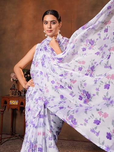 Image of Garden Vareli Floral Print Chiffon Saree