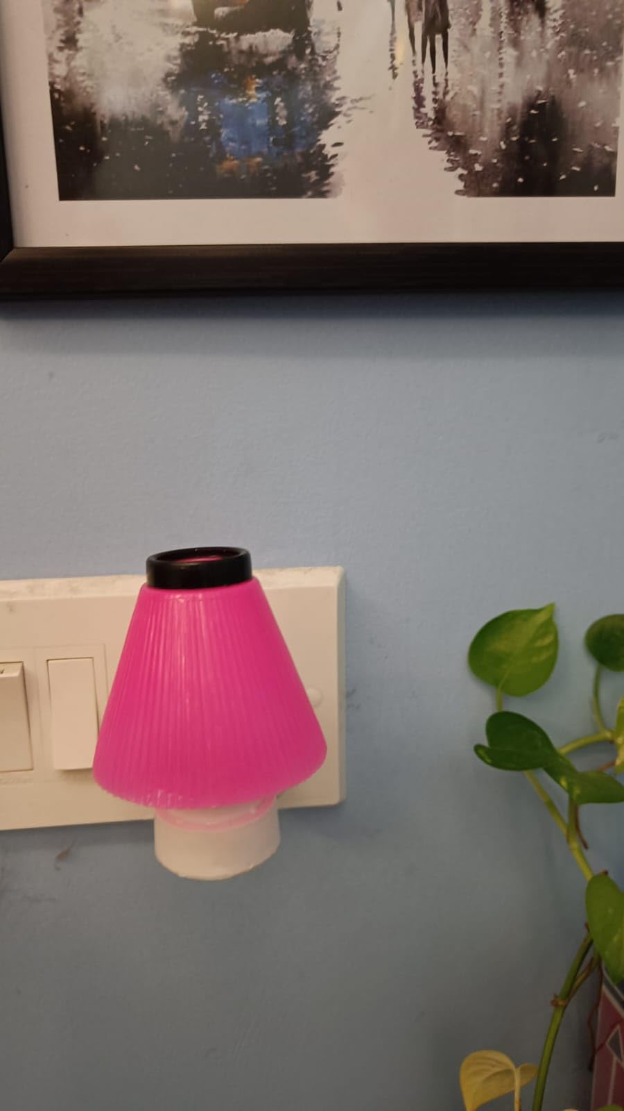 Ambient Indoor Umbrella LED Wall Lamp - Bicolor Night Light (Pink)-Green Light - Wall Mount- Night Lamp