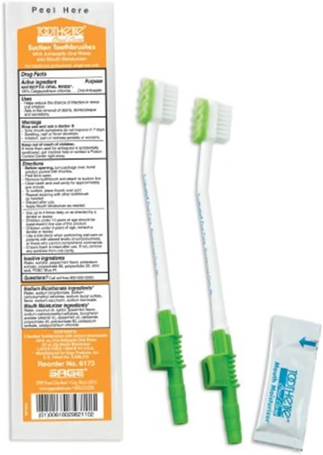 Sage Products 6173 Single Use Suction Toothbrush System-100/Case