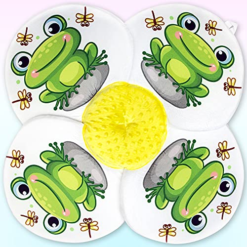 Image of Flower Babybath Pad - Baby Bath Flower Sink Insert - Petal for Baby Bath - Crystal Sponge Baby Bath Support Cushion for Bathtub Sink Tub - Fits Most Sinks - Baby Gifts - 4 Petals - 31" - Frog