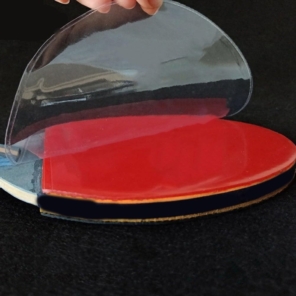 Film de protection en caoutchouc pour raquette de tennis de table – 50 housses transparentes en PVC pour raquette de ping-pong en caoutchouc 16,9 x 16,9 cm réutilisables pour une application