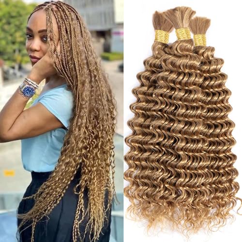Human Braiding Hair for Boho Knotless Braids Deep Wave Bulk
