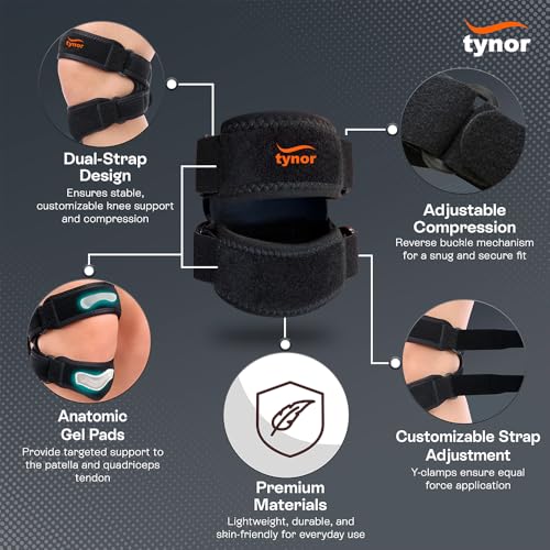 Image of TYNOR Dual Patellar Knee Support, Black, Universal, 1 Unit