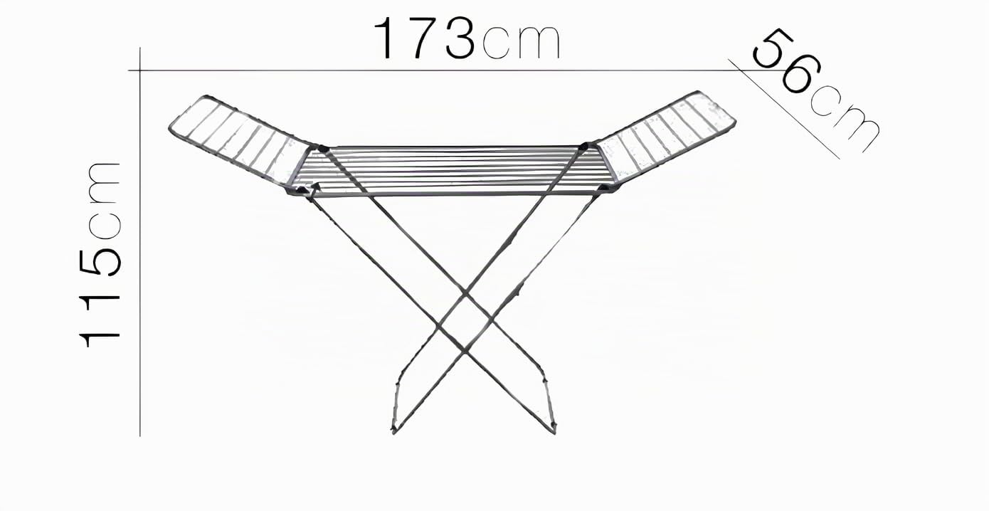 Gimi Alucom Tendedero Económico Con Varillas Gruesas Antipliegues y Patas Antideslizantes, Acero Inoxidable, Blanco, 129x6.3x55.5 cm