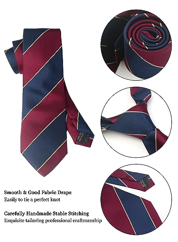 Image of Striped Plaid Polka Dot Mens Tie Formal Necktie Pocket Squares Ties Clips Cufflinks Classic for Men Set