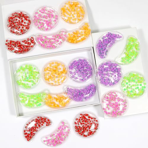 Image of 4PCS Gel Eye Ice Pack Set, Cold & Hot Compress, Reusable Cooling Gel Pads for Strain Relief, Relaxation, SPA and Sleep (4 Strawberries)