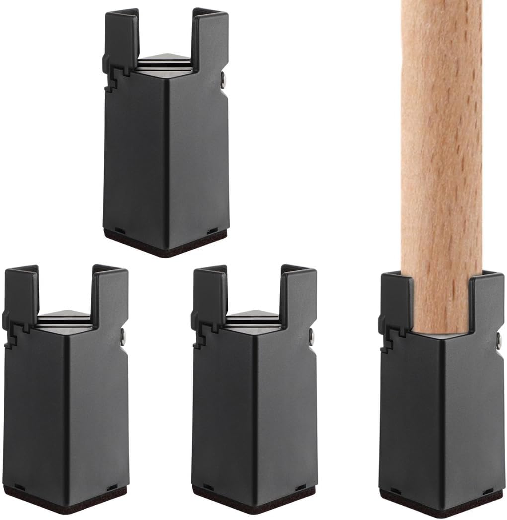 Furniture Risers Heavy Duty, 4 Pcs Bed Risers 4-Inch Adjustable with Screw Clamps, Risers for Sofa Couch Desk Chair Tables, Fit 0.87-1.65 Furniture Legs