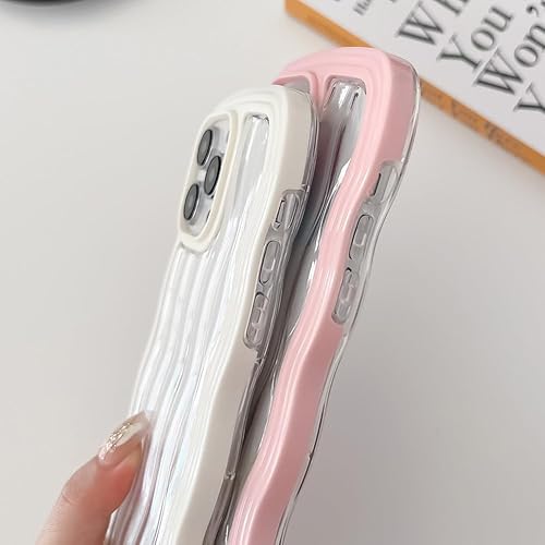 Miniatura 3 de KERZZIL Moderno marco de protección contra caídas de grado militar transparente 3D, patrón de ondas de agua rizado de caramelo, TPU suave,