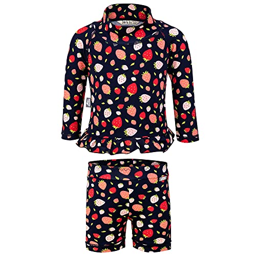 JAN & JUL Long Sleeve Toddler Rash Guard Set for Girls (3T, Strawberry)