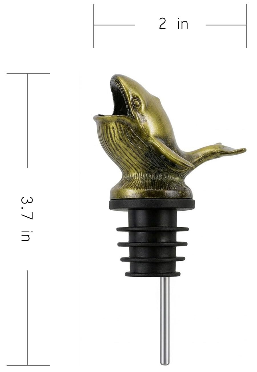 Set di 2 aeratori per vino a forma di balena, aeratore per vino e whisky, in metallo