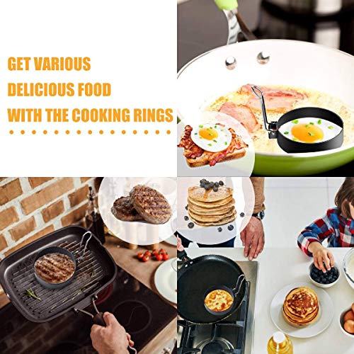 Foto von Sucastle Edelstahl Ei Ring,4 Stück Edelstahl Omelettform,Eierkochringe zum Kochen,Pancake form,Spiegelei Form Griff Pfannkuchen Ring,Für Spiegelei/Pfannkuchen/Omeletts und Mehr
