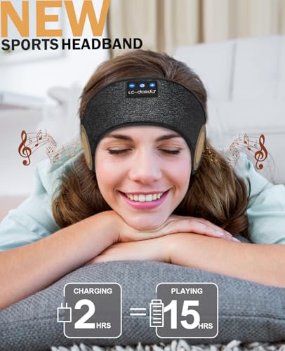 Image of LC-dolida Sleep Headphones Headband Bluetooth 5.4, Headband Earphones Wireless with USB C Charge Port, Sleep Mask for Sleeping, Sports, Gifts, Workout, Jogging, Yoga, Insomnia, Air Travel, Meditation