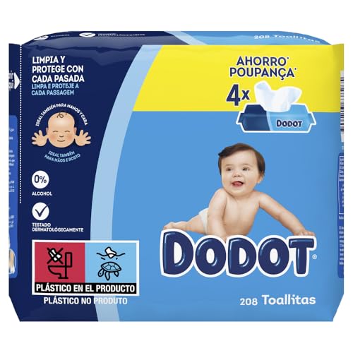 Dodot Toallitas Para Bebé 4 Paquetes, 208 Toallitas