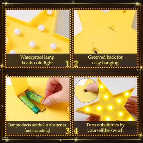 VIHOSE 6 Pcs Marquee Star Lights LED Star Signs Light up Movie Theater Decor Battery Operated Night Light for Gifts Birthday Party Home Movie Decor (Red,Black,Warm) by VIHOSE - Used condition - Image 4